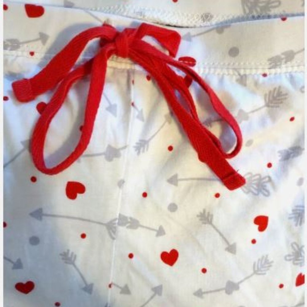 Cynthia Rowley Sleepwear Valentine Womens Large Pajama Pants Hearts Arrows White